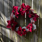 Red Poinsettia & Snowflake Wreath