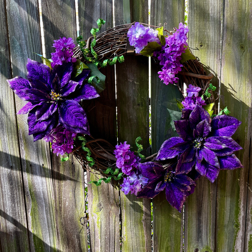 Purple Poinsettia Wreath