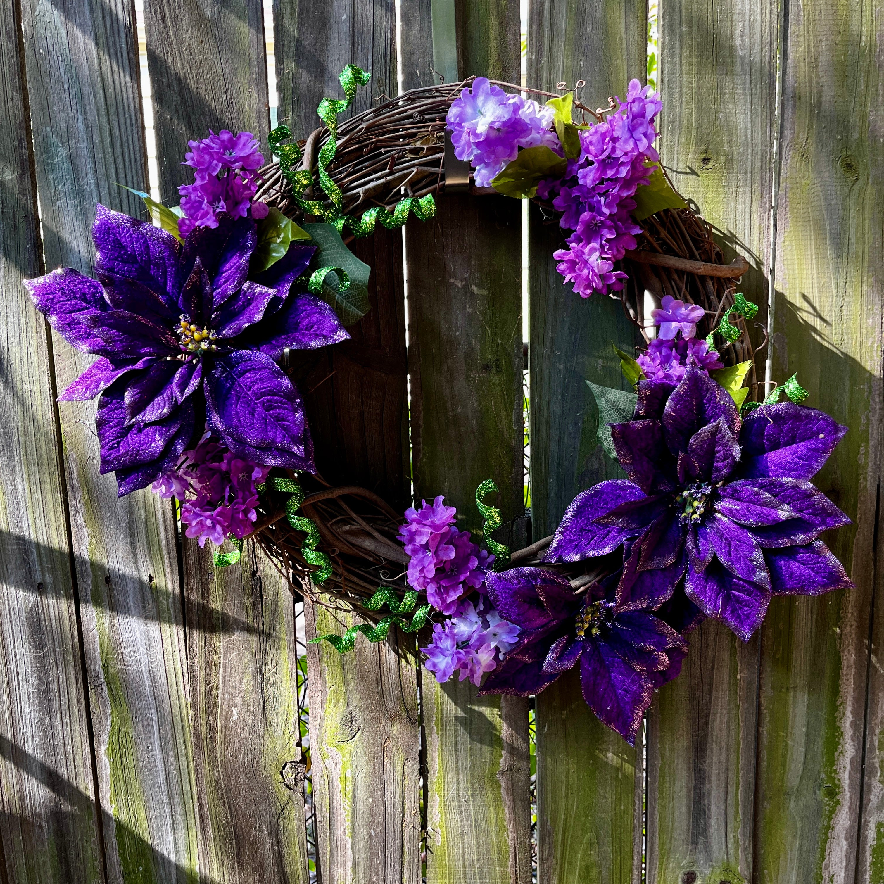 Purple Poinsettia Wreath