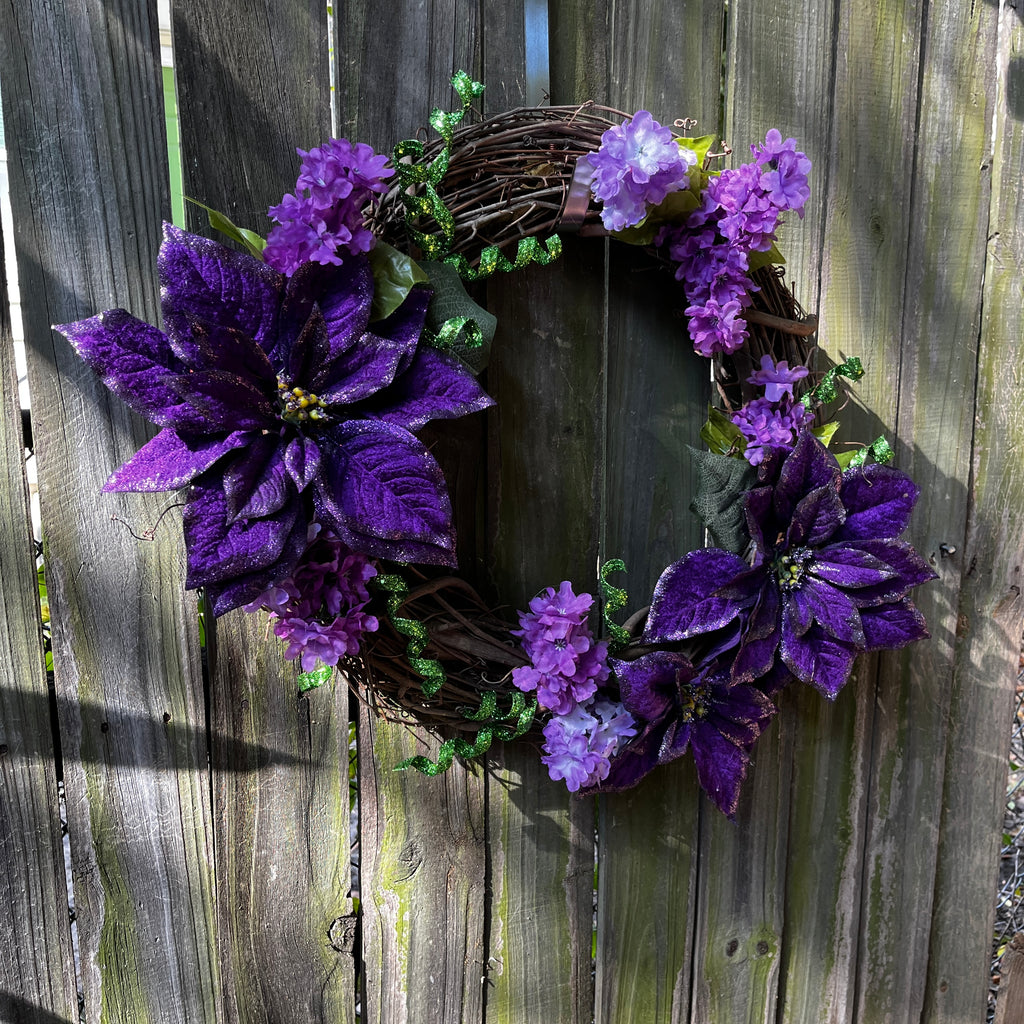 Purple Poinsettia Wreath