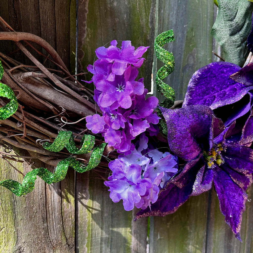 Purple Poinsettia Wreath