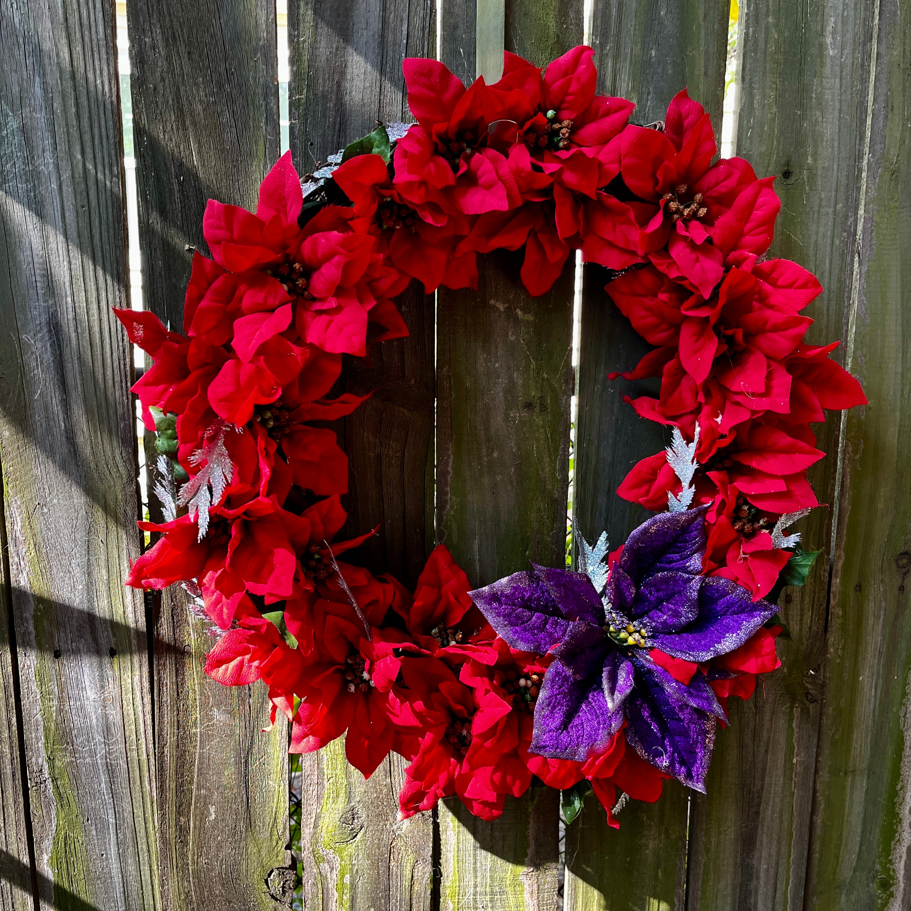 Red & Purple Poinsettia Wreath