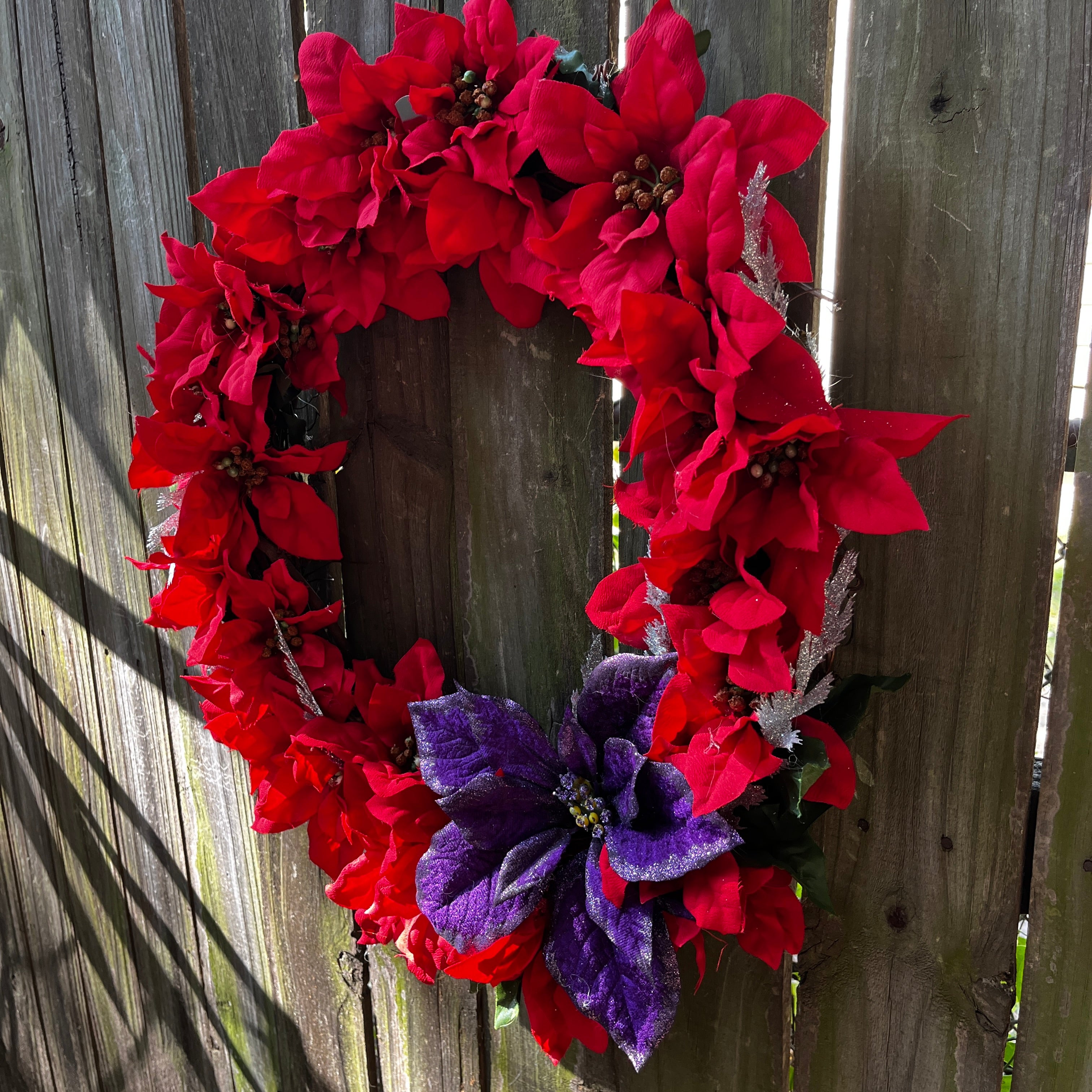 Red & Purple Poinsettia Wreath