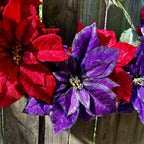 30" Purple & Red Poinsettia Wreath