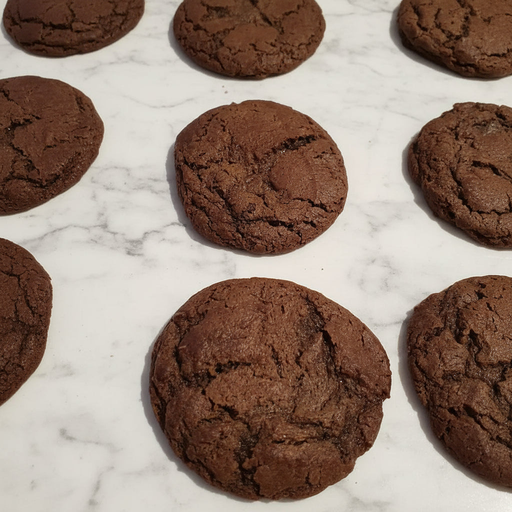 Baked molasses cookies on marble