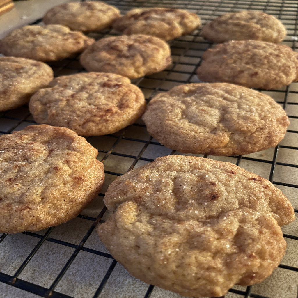 Baked cookies on a cooling rack