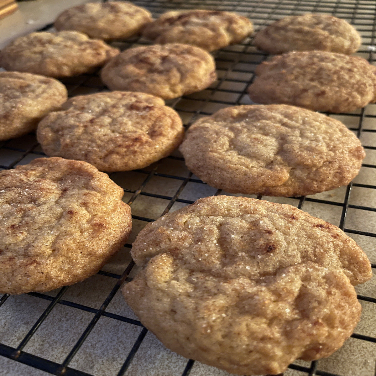 Baked cookies on a cooling rack