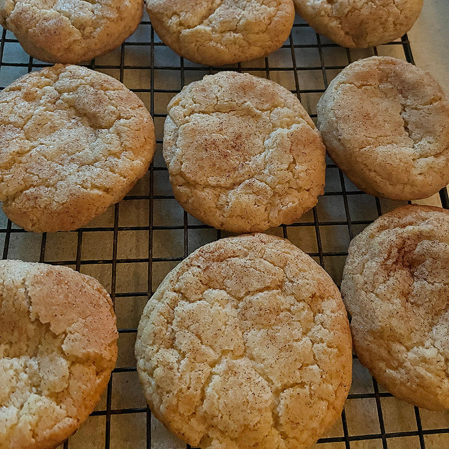 Baked cookies on a cooling rack